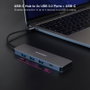 Nanocable Hub USB-C a 3xUSB 3.0 y 1xUSB-C Aluminio Gris 10 cm